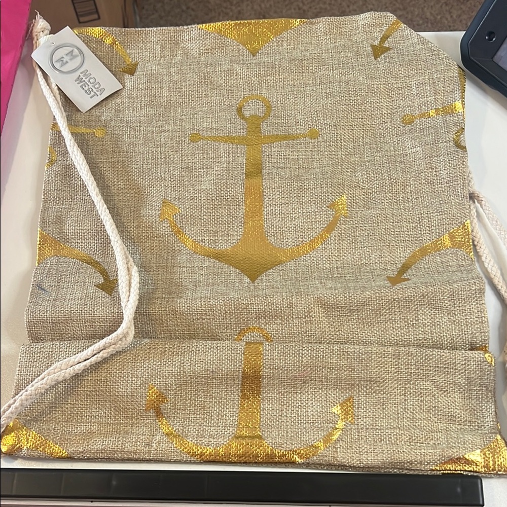 Moda West Tan and Gold Anchor Backpack
